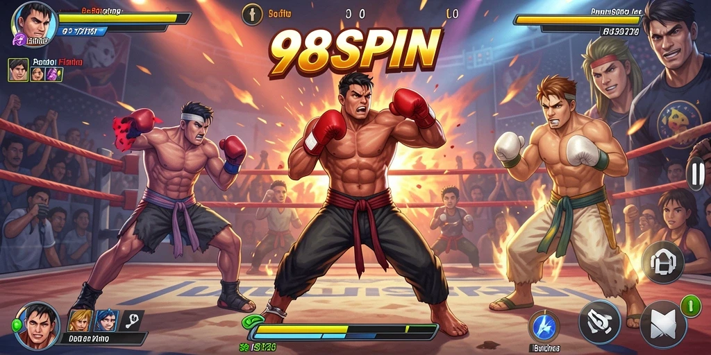 Tampilan gameplay seru di arena pertarungan 98SPIN.