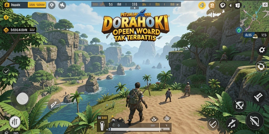 Tampilan gameplay Open World DORAHOKI dengan eksplorasi yang mendalam.