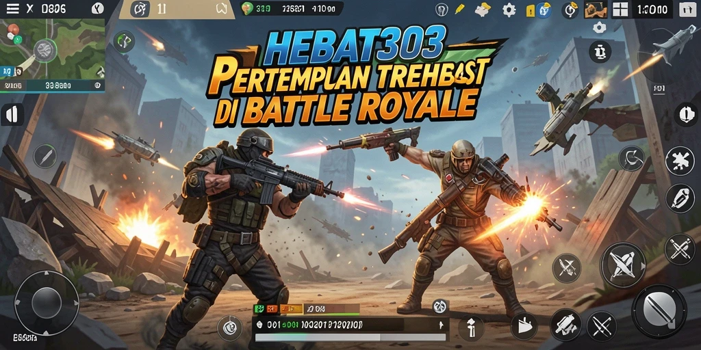 Menampilkan aksi seru dari gameplay Battle Royale HEBAT303.