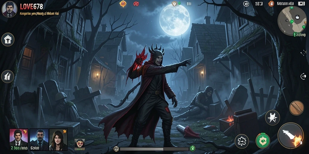 Tampilan gameplay LOVE678 yang menegangkan dengan suasana mencekam.