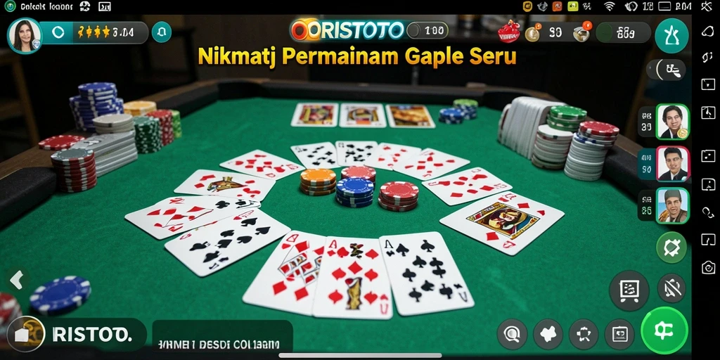 Tampilan gameplay Gaple yang seru dan interaktif di ORISTOTO.