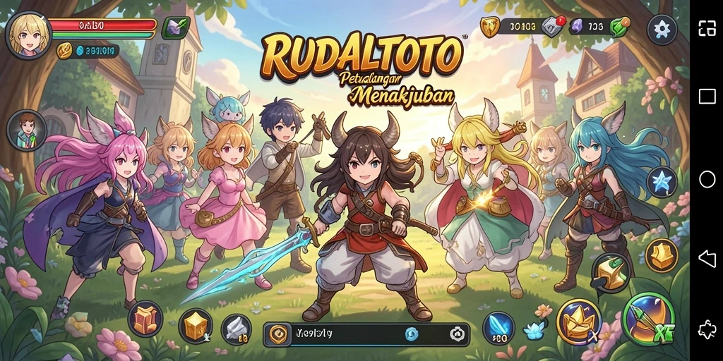 Screenshot gameplay RUDALTOTO menampilkan karakter anime dalam petualangan seru.